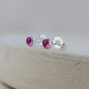 Sterling Silver Ruby Stud Earrings