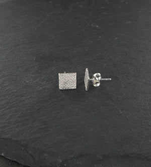 Textured Square Stud Earrings Sterling Silver