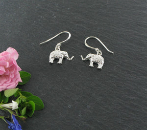 Elephant Drop Earrings Sterling Silver
