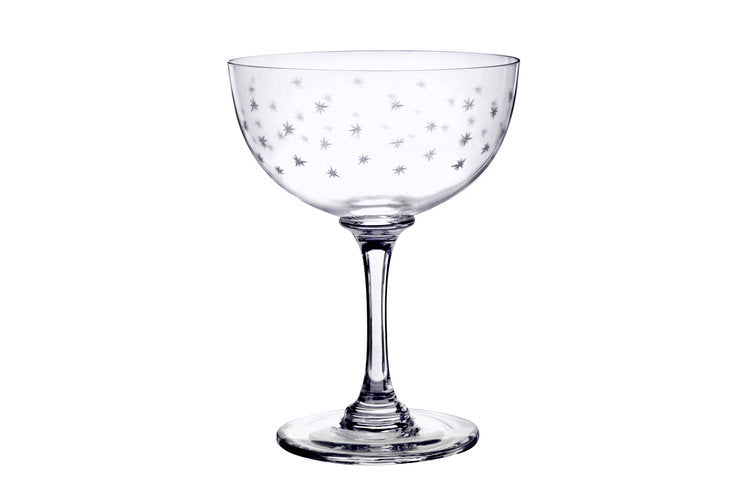 Pair of Crystal Star Design Champagne Glasses by 'The Vintage List'
