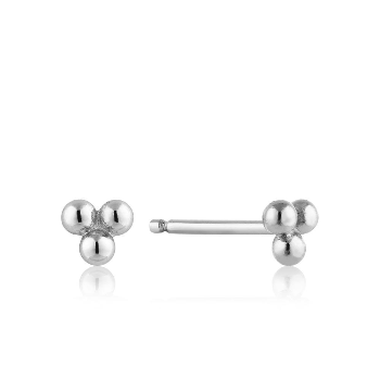 Modern Minimalism Triple Ball Stud Earrings in Silver