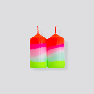 Dip Dye Neon Candles - Lollipop Twins, Boxed Set of 2