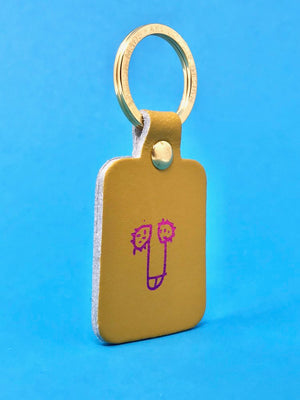 Embossed Leather Willie Key Ring