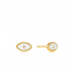 Evil Eye Mother of Pearl Stud Earrings