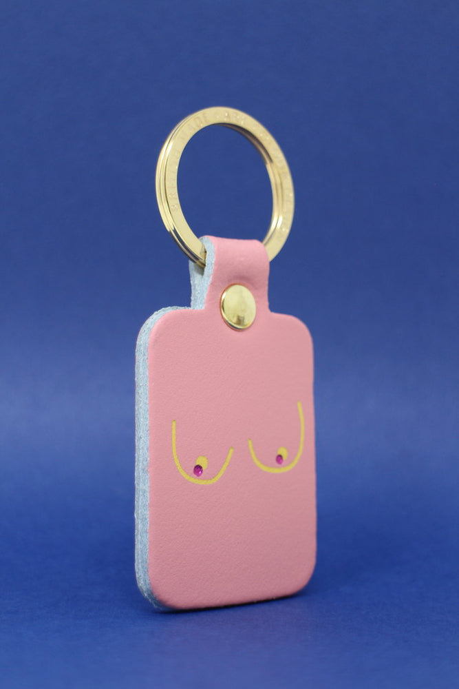 Baby Pink Embossed Leather Boobie Key Ring