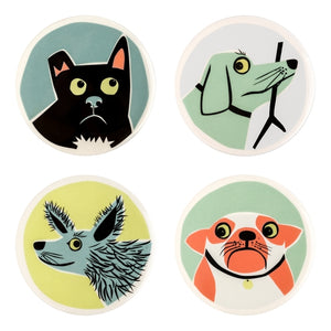 Hannah Turner Hand-Made Ceramic Dog Coasters - Boxed Set of 4