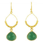 Bay Reef Drop Earrings in Gold - Dark Green Jade