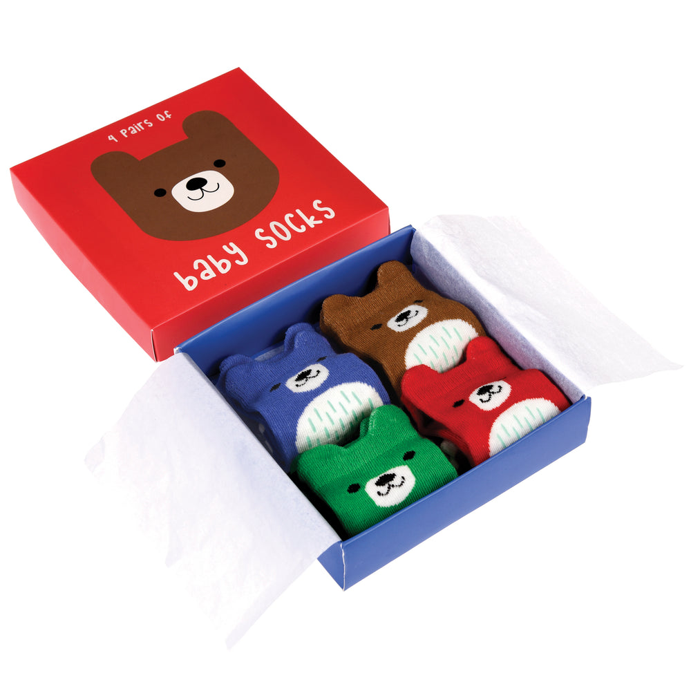 Bear Boxed Set of 4 Pairs of Baby Socks