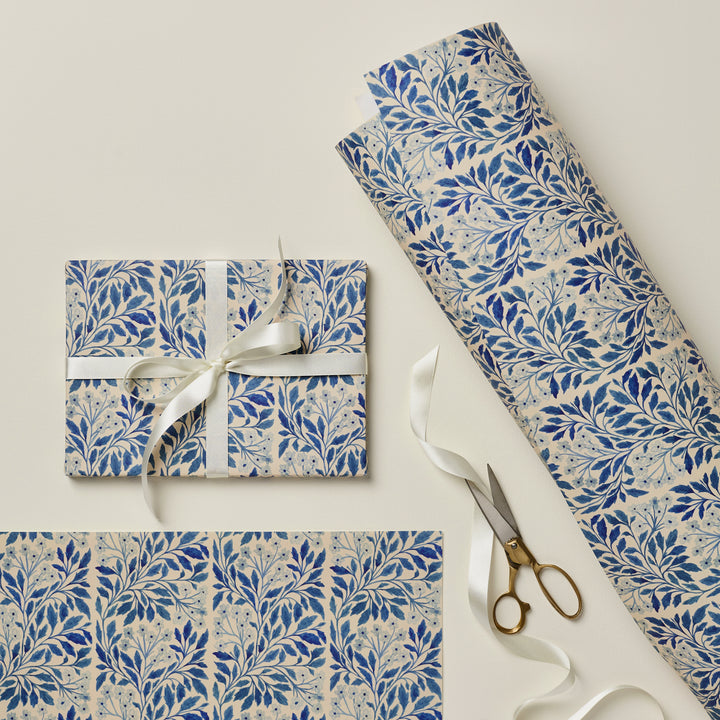 
                
                    Load image into Gallery viewer, Blue Flora Wrapping Paper
                
            