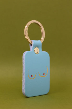 Turquoise Embossed Leather Boobie Key Ring