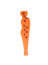 Orange and Fuschia Embossed Leather 'Book Lovers' Bookmark