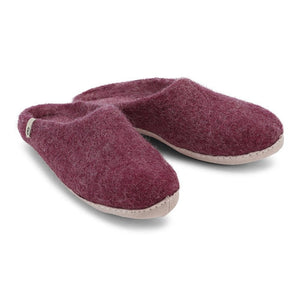 Hand-Made Bordeaux Felted Wool Slippers