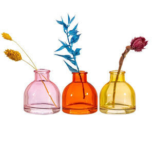 Warm Tone Glass Bud Vases - Set of 3