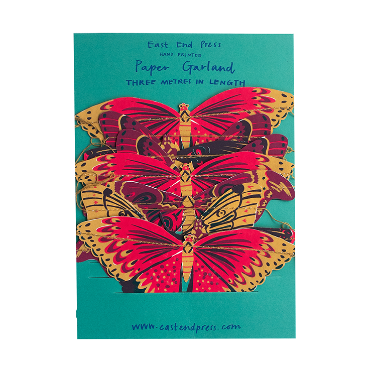 Butterflies Hand-Printed Paper Garland