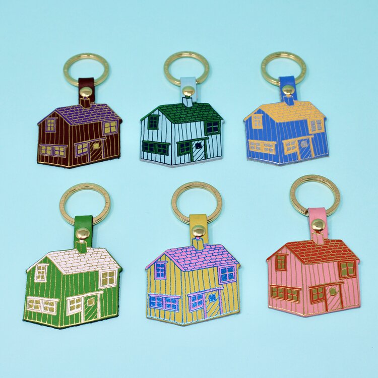 Embossed Leather Cabin Key Ring