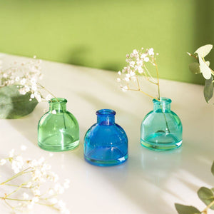 Cool Tone Glass Bud Vases - Set of 3