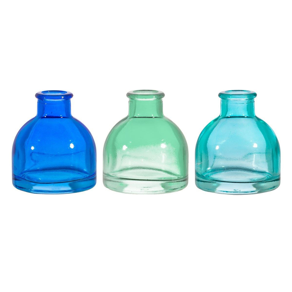 Cool Tone Glass Bud Vases - Set of 3