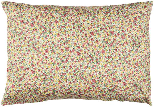 Cushion - Llght Yellow, Rose and Red Flowers - With Filler