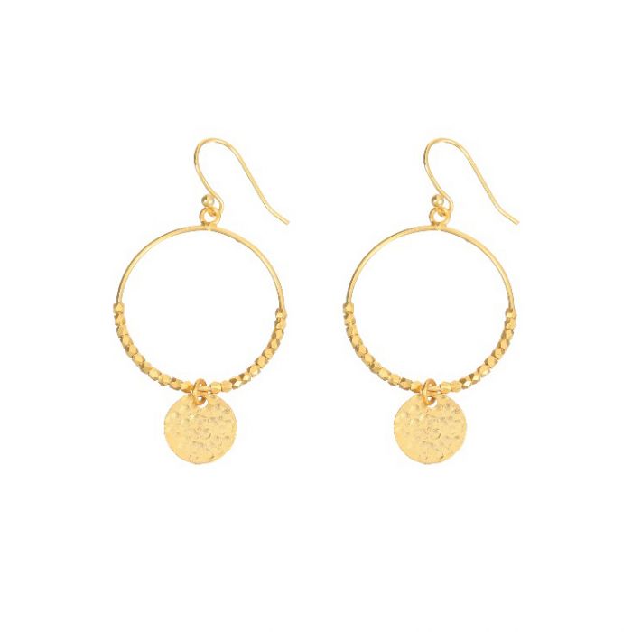 Dominique Gold Beaded Hoop Earrings