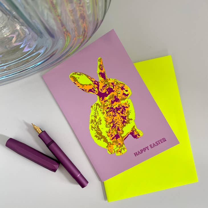 Hand-Printed Easter bunny card
