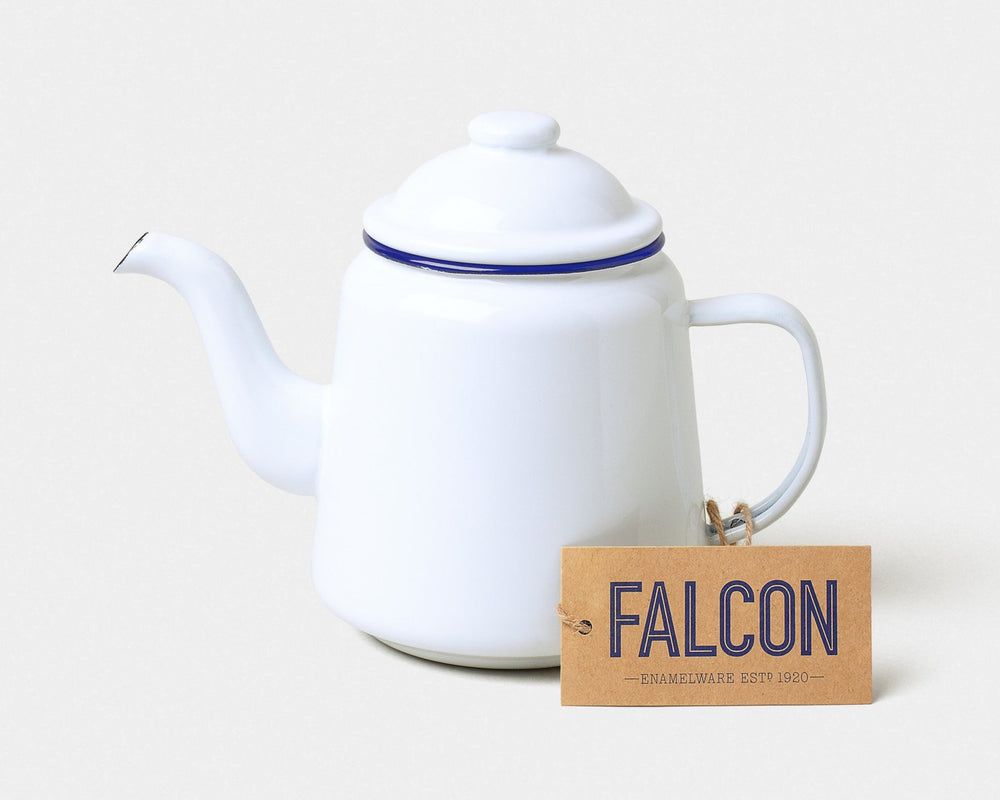Teapot - White With Blue Rim