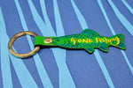 'Gone Fishing' Embossed Leather Green Key Ring