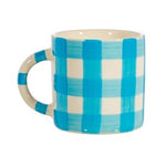Gingham Stoneware Mug - Blue