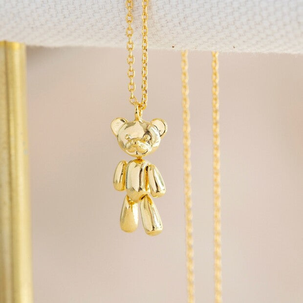 
                
                    Load image into Gallery viewer, Dancing Teddy Bear Necklace in Gold
                
            