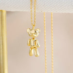 Dancing Teddy Bear Necklace in Gold