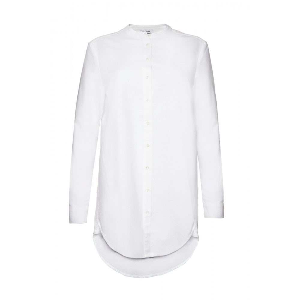 Core Oxford Longline Cotton Shirt, Organic Cotton, White