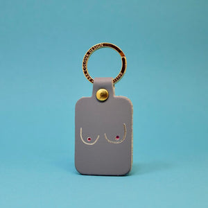 Lilac grey Embossed Leather Boobie Key Ring