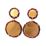 Garnet Drop Earrings - Cast Bronze Gold Plated