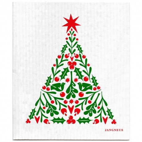 Christmas Tree Dishcloth - Red