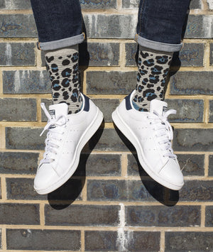 Leopard Spot Grey Fine Mr D London Socks