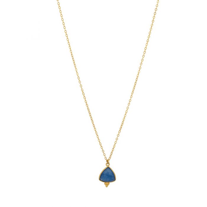 Lola Gold Necklace With Blue Jade Gemstone