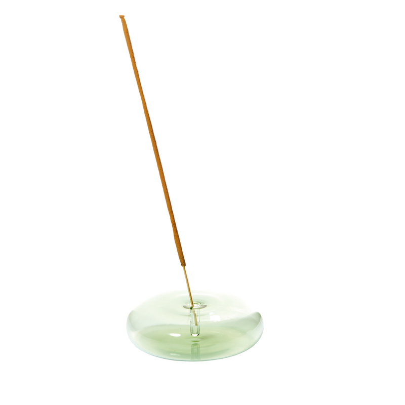 Dimple Glass Incense Holder - Green