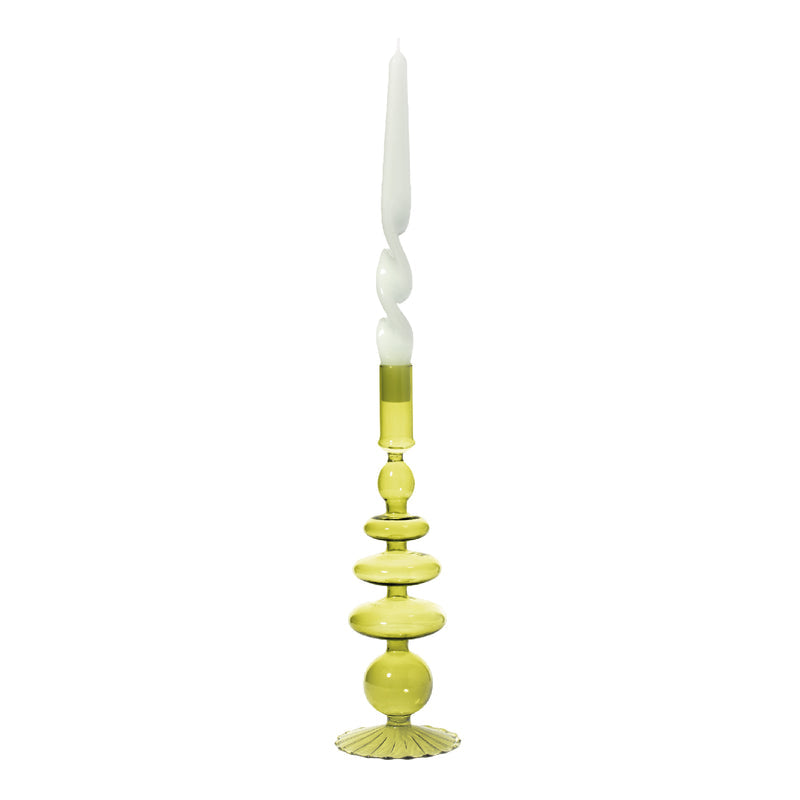 Glass Candle Holder - Pear Green