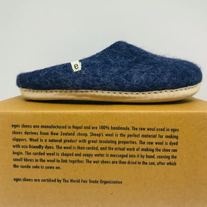 
                
                    Load image into Gallery viewer, Hand-made Blue Felted Wool Slippers
                
            