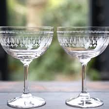 Set of 6 Ovals Design Crystal Champagne Glasses by 'The Vintage List'