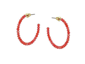Olympia Beaded Hoop Earrings - Red