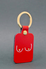 Red Embossed Leather Boobie Key Ring