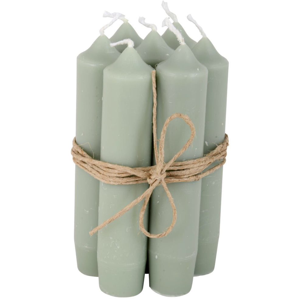 Short Dinner Candle - Dusty Green, Pack of 7