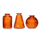 Amber Glass Bud Vases - Set of 3