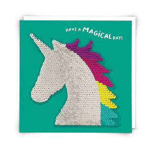 Unicorn Sequin Greetings Card
