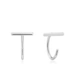 Silver T-Bar Twist Earrings