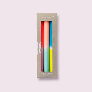 Dip Dye Neon Candles - South Beach - Set of 3