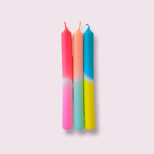 Dip Dye Neon Candles - South Beach - Set of 3