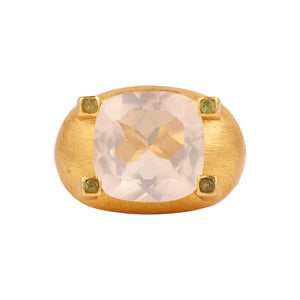 
                
                    Load image into Gallery viewer, SPACE Ring -  Rose Quartz and Peridot - Cast Bronze Gold Plated
                
            