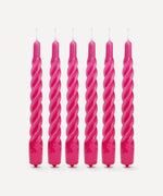 Twisted Candles Bright Pink - Set of 6