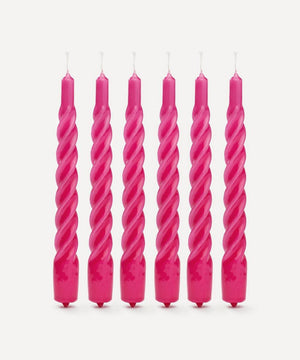 Twisted Candles Bright Pink - Set of 6